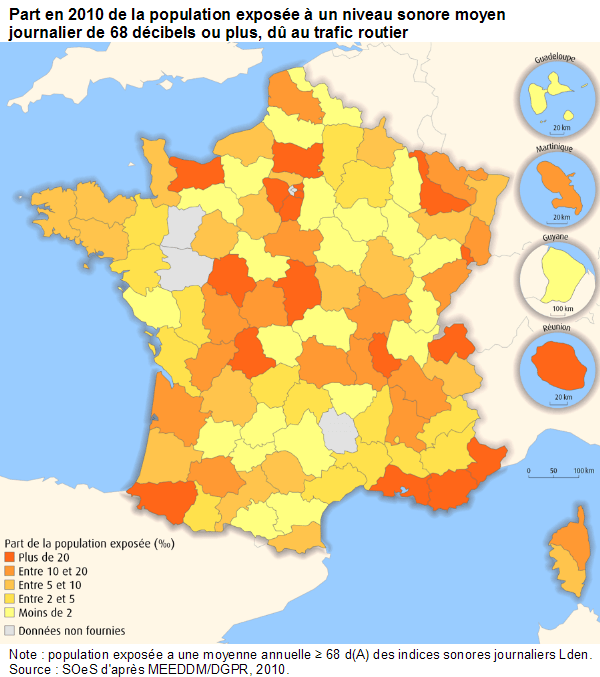 La carte du bruit en France