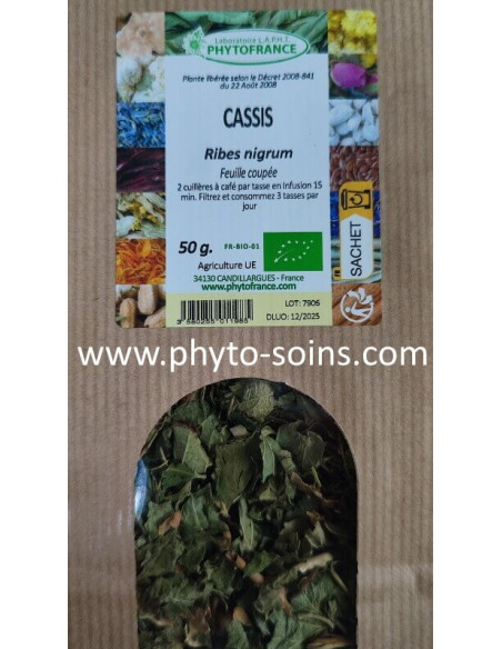 Sachet de feuille de Cassis BIO pour tisane 50g