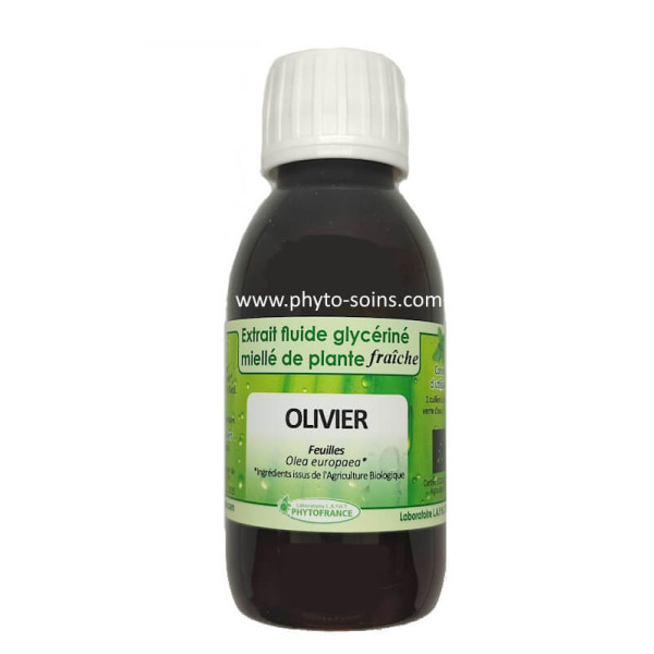 Extrait fluide glycériné miellé d'olivier frais et BIO