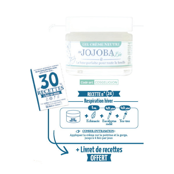 Gel Crème neutre au Jojoba BIO + livret de 30 recettes à faire soi même