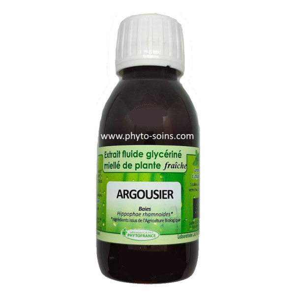 Extrait fluide glycériné miellé de Argousier fraîche et BIO