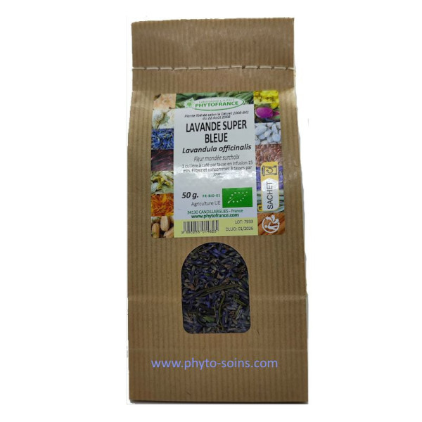 Sachet de Lavande super bleue fleur mondée surchoix et BIO 50g