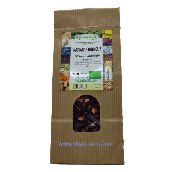 Sachet de Karkadé hibiscus BIO calice coupé 50g