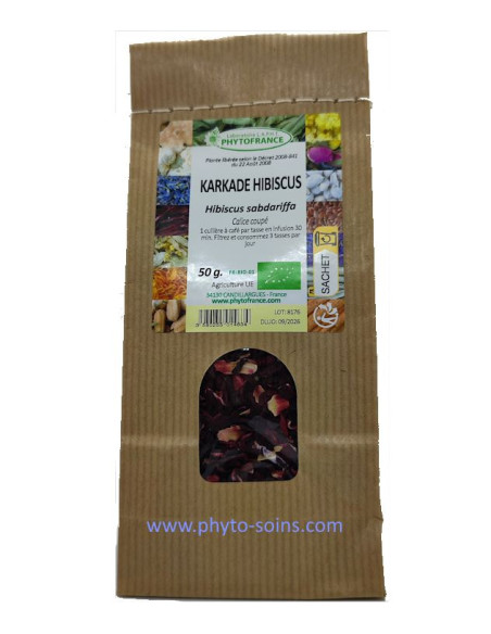 Sachet de Karkadé hibiscus BIO calice coupé 50g