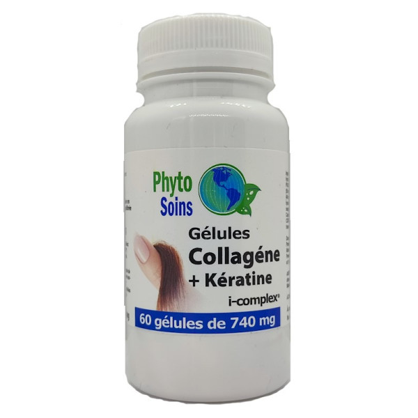 60 gélules de Collagène + Kératine i-complex 500mg phyto-soins.com