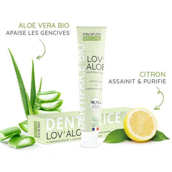 Dentifrice naturel à l'aloé vera citron BIO fraicheur et éclat