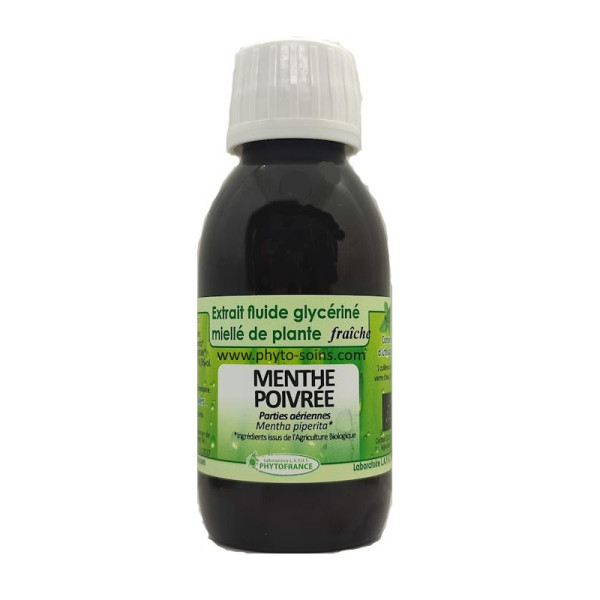 Extrait fluide glycériné miellé de Menthe poivrée fraiche et BIO phytofrance par phyto-soins