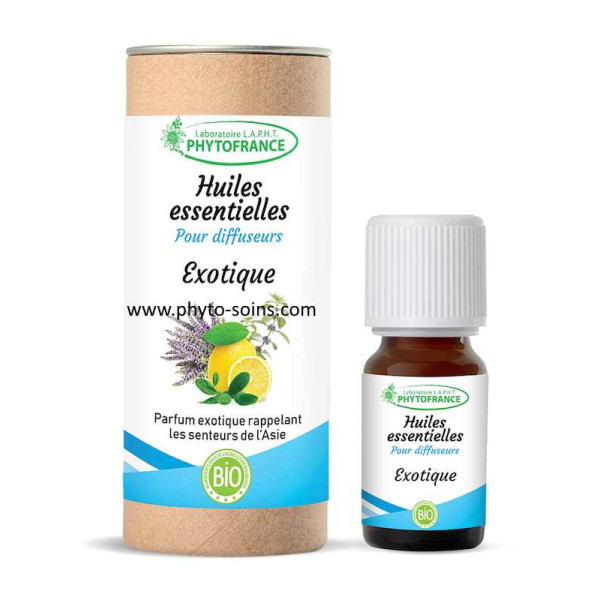 Mélange d'huiles essentielles BIO exotique pour diffuseur phytofrance phyto-soins