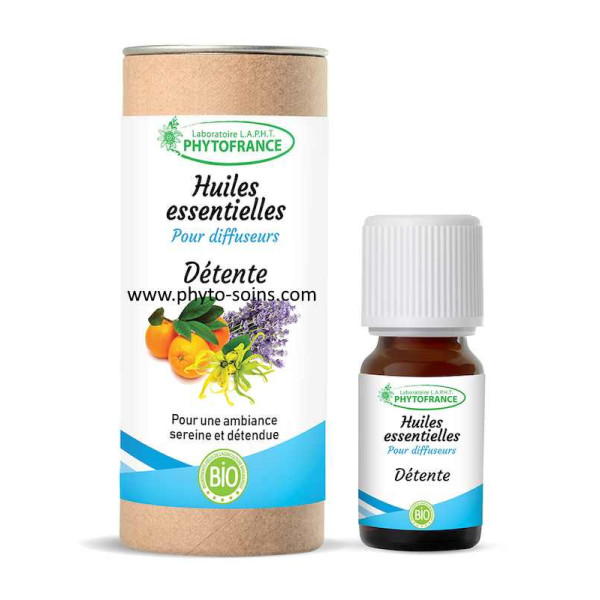 Mélange d'huiles essentielle BIO détente pour diffuseur phytofrance phyto-soins
