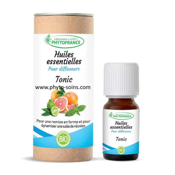 Mélange huiles essentielles BIO pour diffuseur: tonic phytofrance phyto-soins