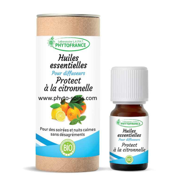 Mélange d'huiles essentielles BIO protect à la citronnelle pour diffuseur phytofrance phyto-soins