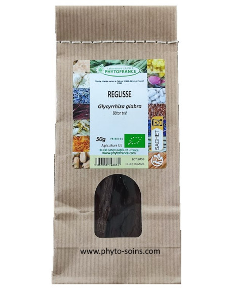 Sachet de Bâtons 12cm de Réglisse BIO 50g phytofrance par phyto-soins
