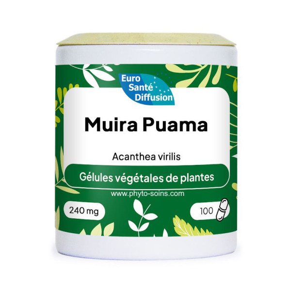 Boite de 100 gélules Muira Puama- bois bandé- 240mg phytofrance par phyto-soins