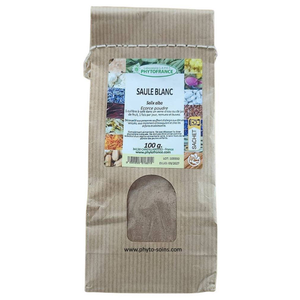Sachet de Saule blanc (écorce poudre) 100g phytofrance par phyto-soins