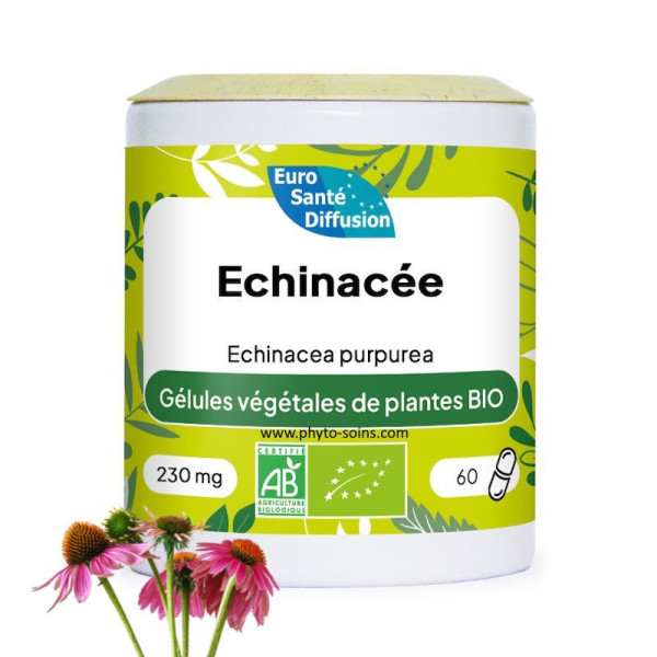 Boite de 60 gélules d'Echinacée pourpre BIO (Échinacea purpurea) 230mg phytofrance par phyto-soins