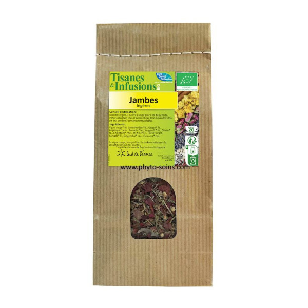 Herboristerie: Tisane BIO Jambes légères 45g phytofrance par phyto-soins