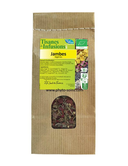 Herboristerie: Tisane BIO Jambes légères 45g phytofrance par phyto-soins