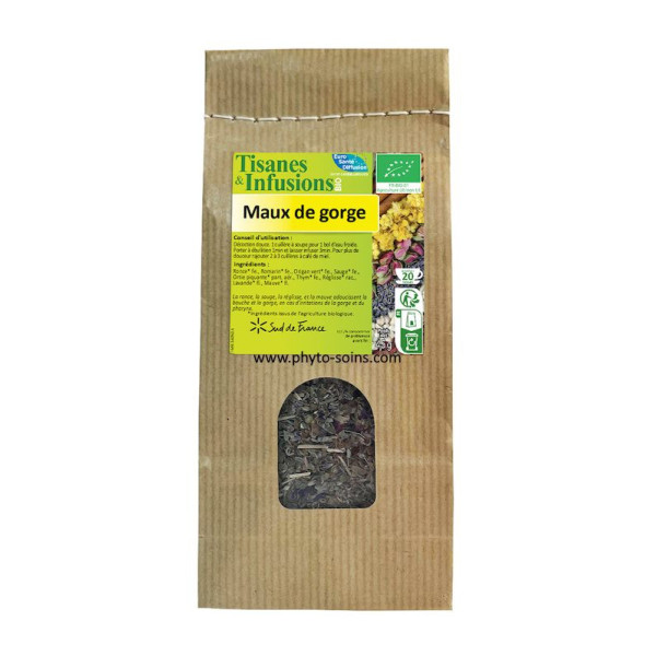 Herboristerie: Tisane BIO maux de gorge 45g phytofrance par phyto-soins