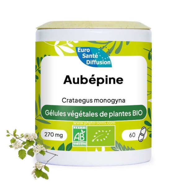 Boite de 60 gélules d'Aubépine BIO (Crataegus monogyna) 270mg phytofrance par phyto-soins