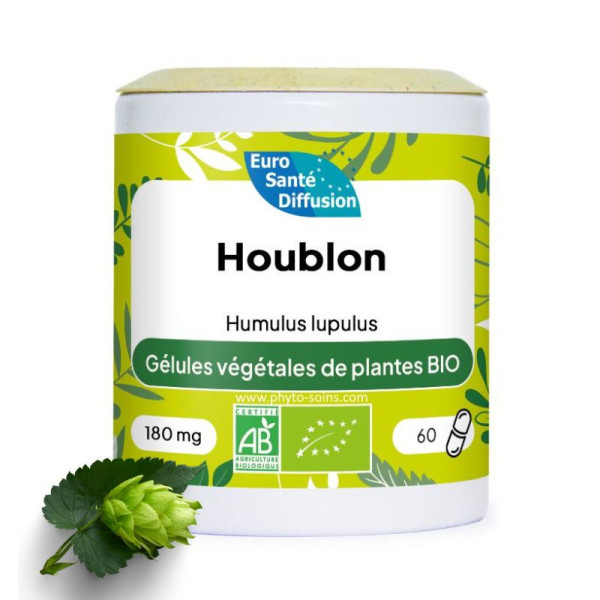 Boite de 60 ou 250 gélules de cônes de Houblon BIO 180mg phytofrance par phyto-soins