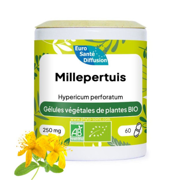 Boite de 60 ou 250 gélules de Millepertuis BIO 250mg phytofrance par phyto-soins