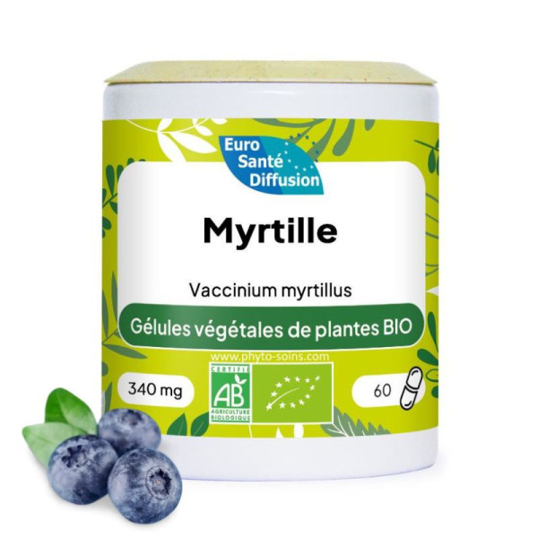 Boite de 60 ou 250 gélules de Myrtille BIO 340mg phytofrance par phyto-soins