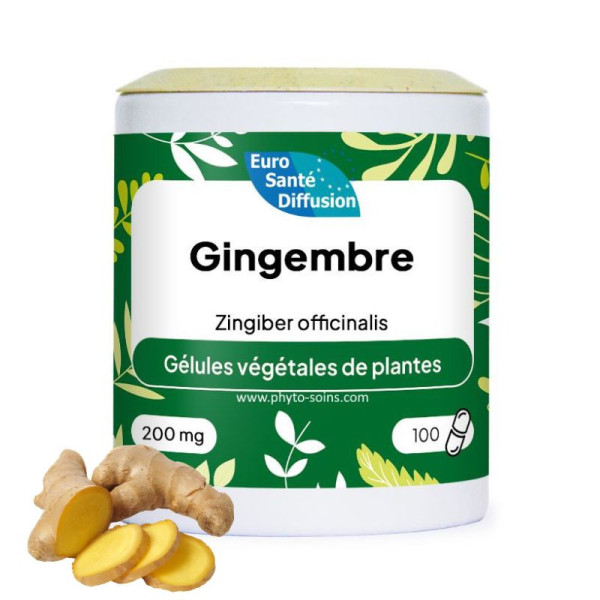 Boite de 100 ou 250 gélules de Gingembre (Zingiber officinalis) 200mg phytofrance