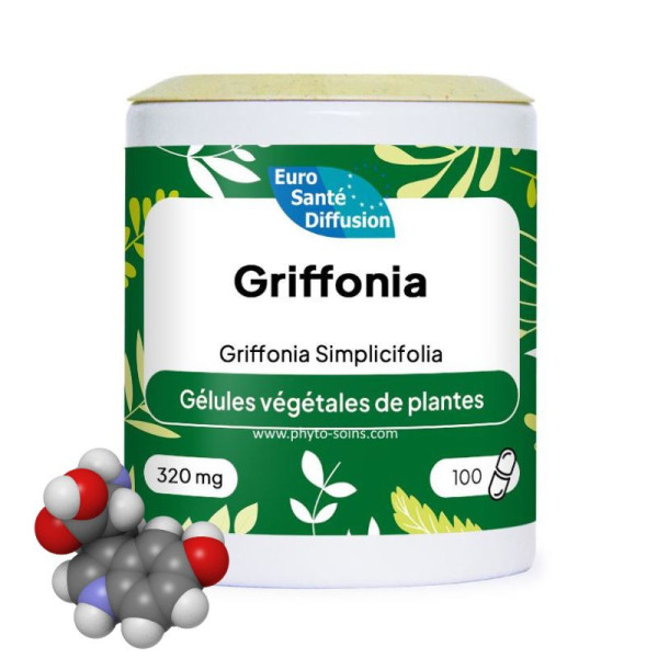 Boite de 100 ou 250 gélules de Griffonia (Griffonia Simplicifolia) 320mg phytofrance