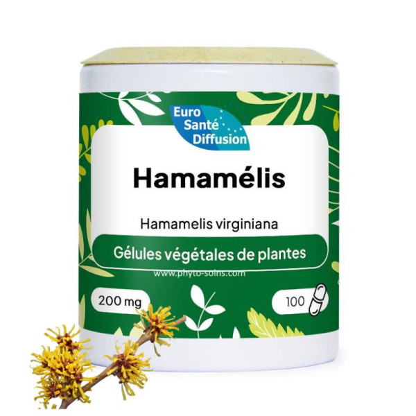 Boite de 100 ou 250 gélules d'Hamamelis (Hamamélis virginiana) 200mg phytofrance