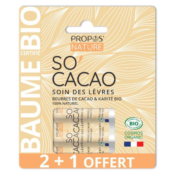 Offre 2+1 sur les baumes à lèvre so'cacao