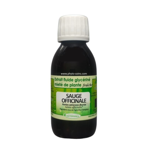 Extrait fluide glycériné miellé de Sauge officinale fraiche et BIO phytofrance