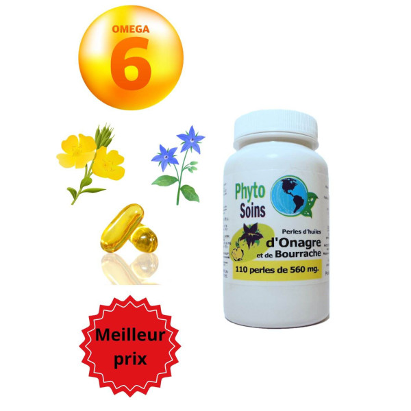 110 Capsules d'huiles d'onagre et de bourrache - Phyto-soins