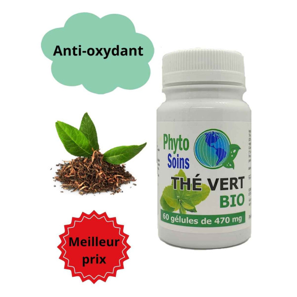 60 Gélules thé vert BIO riche en anti-oxydant (1 mois) - Phyto-soins