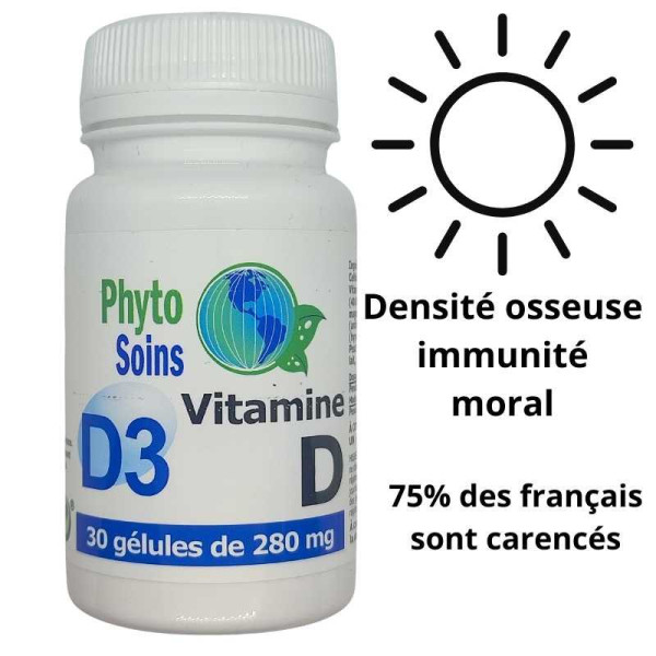 Gélules de Vitamine D3: os, immunité et moral saisonnier