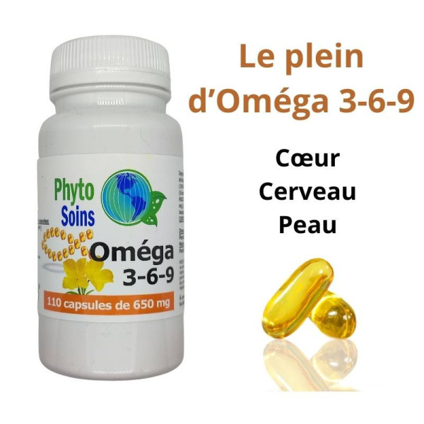 Capsules Oméga 3-6-9 (Poisson- onagre- Lin) Phyto-soins