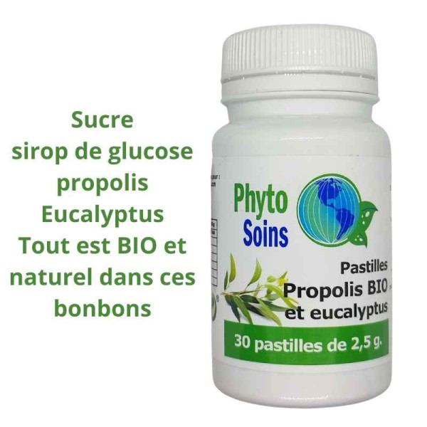 Pastilles gorge à la propolis BIO et à l'Eucalyptus compo - Phyto-soins