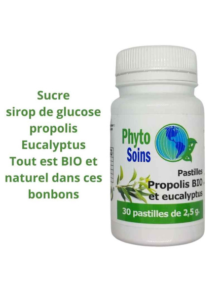 Pastilles gorge à la propolis BIO et à l'Eucalyptus compo - Phyto-soins