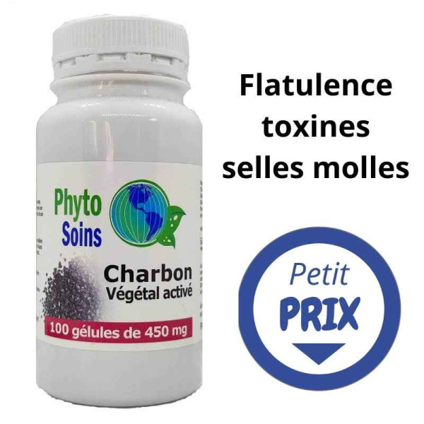 100 Gélules de Charbon végétal activé - Phyto-soins