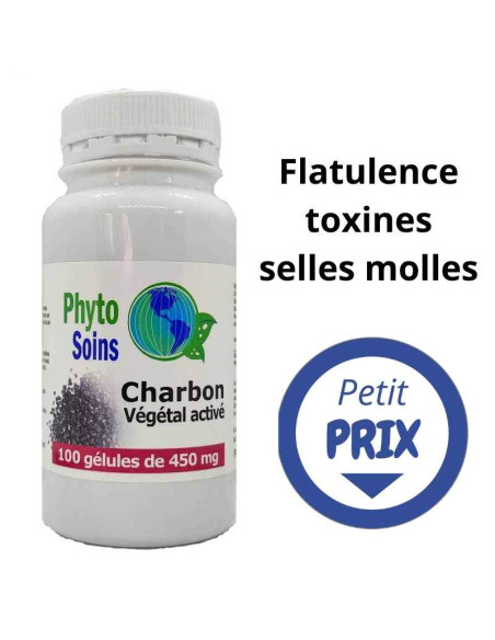 100 Gélules de Charbon végétal activé - Phyto-soins