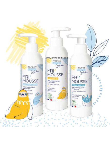 Trousse de 3 soins fri'mousse pour bébé: gel douche, crème de soin et huile de massage - sans fond sans trousse