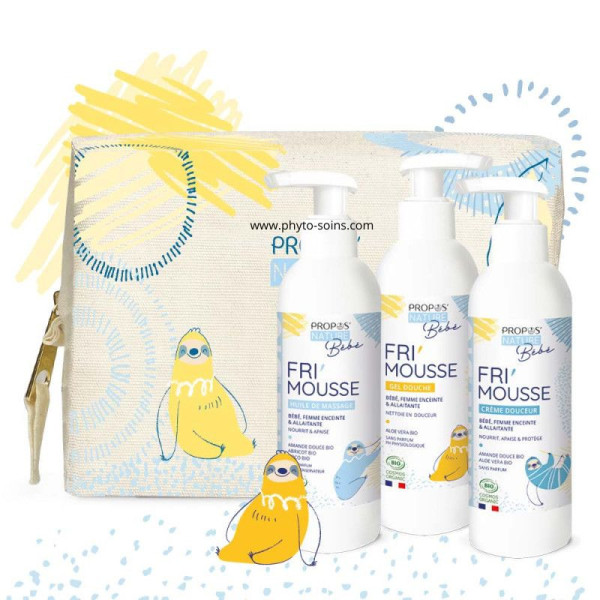 Trousse de 3 soins fri'mousse pour bébé: gel douche, crème de soin et huile de massage - Propos Nature sans fond