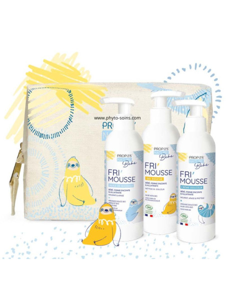 Trousse de 3 soins fri'mousse pour bébé: gel douche, crème de soin et huile de massage - Propos Nature sans fond