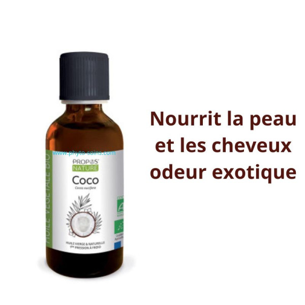 Huile Végétale de Coco vierge BIO cosmos organic 50ml - Propos nature