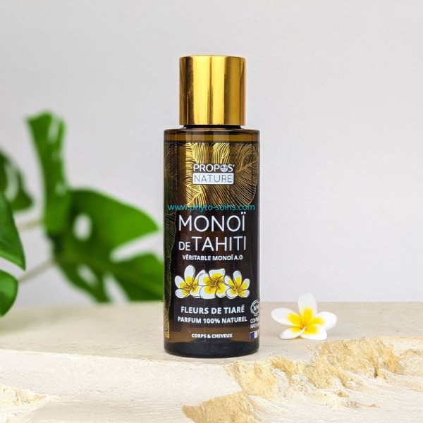Huile de Monoï de Tahiti BIO cosmos organic - Propos nature - illustration