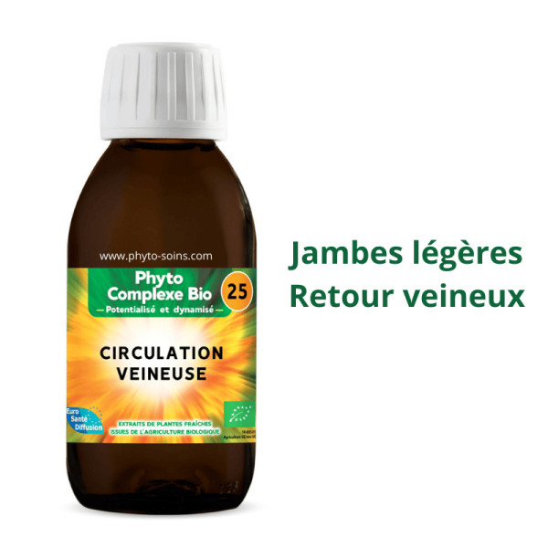Phyto-complexe BIO n°25 Circulation veineuse (jambes lourdes) - Phytofrance par phyto-soins.com