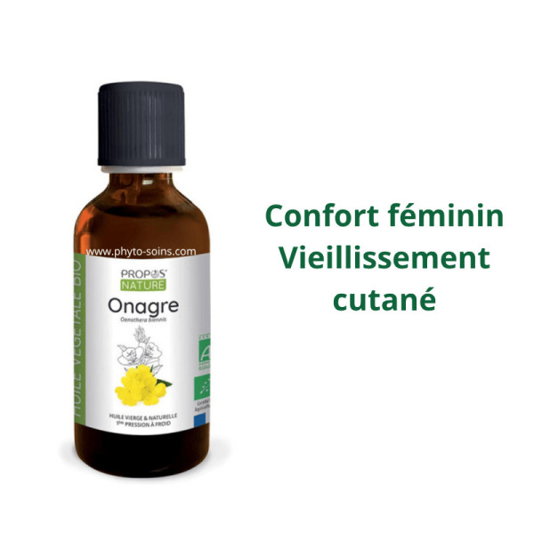 Huile Végétale de Onagre BIO cosmos organic 50ml - Propos nature - par phyto-soins.com