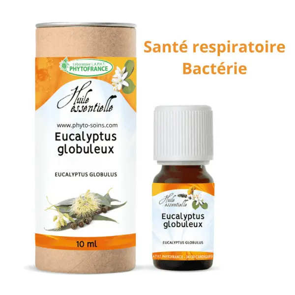 Huile essentielle d'Eucalyptus Globuleux BIO, pure et naturelle Phytofrance par phyto-soins.com