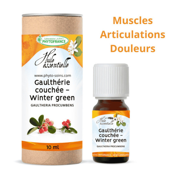 Huile essentielle de Gaulthérie couchée ou Wintergreen BIO pure et naturelle phytofrance par phyto-soins.com