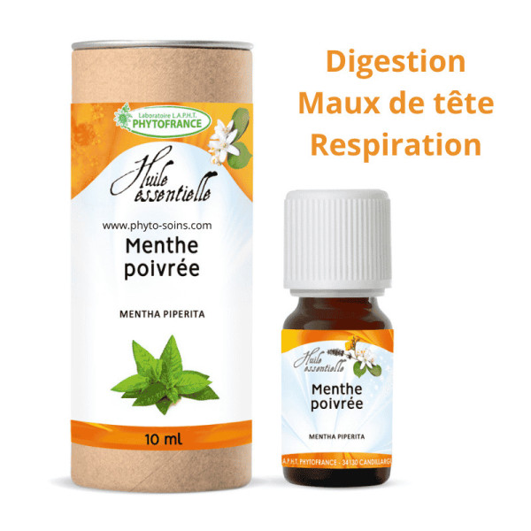 Huile essentielle de Menthe poivrée BIO, pure et naturelle - phytofrance par phyto-soins.com