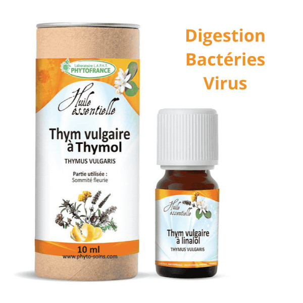 Huile essentielle de Thym vulgaire à thymol BIO, pure et naturelle - Phytofrance par phyto-soins.com